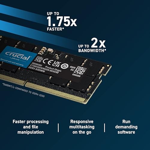 Crucial RAM 96GB Kit (2x48GB) DDR5 5600MT/s (or 5200MT/s or 4800MT/s) Laptop Memory CT2K48G56C46S5