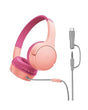 Belkin SoundForm Mini Kids Wired Headphones w/USB C to 3.5mm Dongle, Built-in Mic & Fun Stickers, 85dB Max Volume – for Online Learning, Travel, Compatible w/iPhone 16, iPad, Galaxy S25, etc - Pink