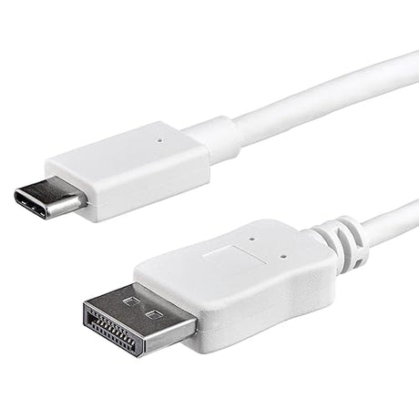 StarTech.com 3ft/1m USB C to DisplayPort 1.2 Cable 4K 60Hz - USB-C to DisplayPort Adapter Cable HBR2 - USB Type-C DP Alt Mode to DP Monitor Video Cable - Works w/Thunderbolt 3 - White (CDP2DPMM1MW) 3.3 feet