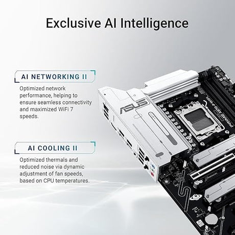 ASUS Prime X870-P WiFi AMD AM5 X870 ATX Motherboard 14+2+1 80A DrMOS Power Stages, DDR5, PCIe 5.0, PCIe 5.0 x16, Q-Release, 4X M.2, Wi-Fi 7, Q-Antenna, 2.5Gb LAN, USB4®, USB Type-C®, BIOS Flashback™ Prime X870-P|WiFi 7