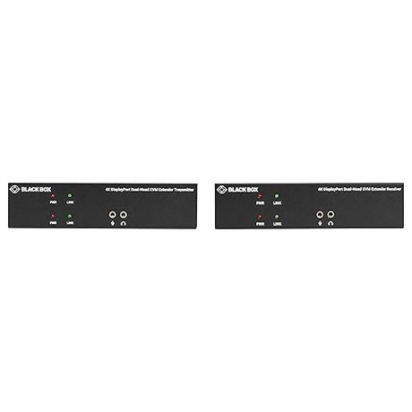 Black Box KVXLCDPF-200 KVM Extender Over Fiber - 4K, Dual-Head, DISPLAYPORT, USB 2.0, Serial, Audio, LO