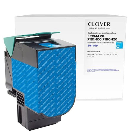 Clover Remanufactured Toner Cartridge Replacement for Lexmark CS417/CS517 High Yield | Cyan