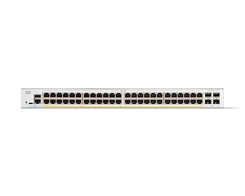 Cisco Catalyst 1300-48P-4X Managed Switch, 48 Port GE, PoE, 4x10GE SFP+, Limited Lifetime Protection (C1300-48P-4X)