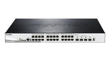 D-Link 24-Port Gigabit Stackable Smart Managed PoE Switch with 4 10GbE SFP+ Ports, 370W Power Budget 28 Port, 24 PoE 270W,4 SFP+