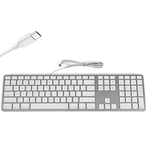 Matias Wired USB C Keyboard for Mac with Numeric Keypad - Mac Keyboard Compatible with Mac OS X v.10.6.8, MacBook Pro, MacBook Air, iMac - Latest Version Supported - (Silver)