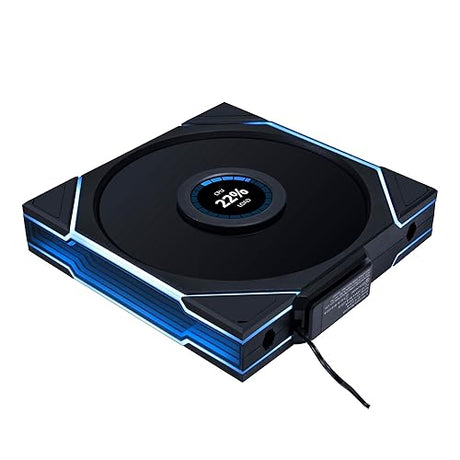 Lian Li UNI Fan TL - LCD Wireless 140 - Pack of 1 (Reverse Blade) - 2.4GHz Wireless Signal with ARGB Fan and Dual Zone Lighting Control - 140mm - Controller Not Included and Not Required LCD 140 Reverse Black