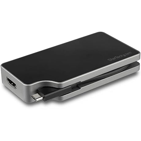 StarTech.com USB C Multiport Video Adapter - 4K 60Hz UHD Portable 5-in-1 USB Type C to HDMI 2.0, Mini DisplayPort, VGA or DVI (1080p) - 95W PD Passthrough - Cable Management - Aluminum (CDPVDHMDPDP)