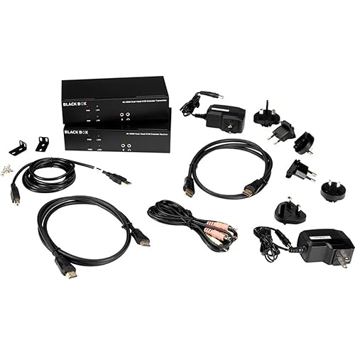 Black Box Network Services KVXLCHF-200 Kvm Extender Kit Over Fiber - Dual-monitor Hdmi 4k30 Usb 2.0 Audio Serial L