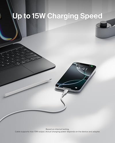 Belkin Eco Braided USB-A to USB-C Cable (3.3ft, 15W) - Soft, Flexible Fast-Charging Cable, Type C Charger Cord for iPhone 16 & 15 Series, Galaxy S25, Pixel 9, iPad Pro, & More - White (USB 2.0)