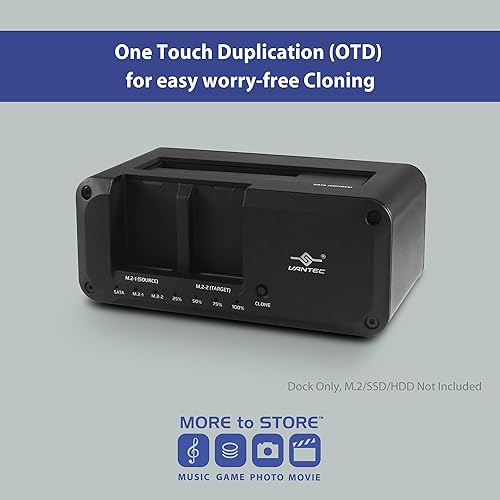 Vantec JX, USB 3.2 Gen 2x1, Triple Bay Dock (Dual M2, SATA) with Clone Function (NST-DM12C31)