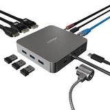 Adesso 11 in 1 USB C Multiport Docking Station Dual Display HDMI USB 3.2 PD 100W RJ45 3.5mm Jack Peripheral Lock Compatible with Windows Mac Made in Taiwan TAA Compliant AUH-4051-TAA