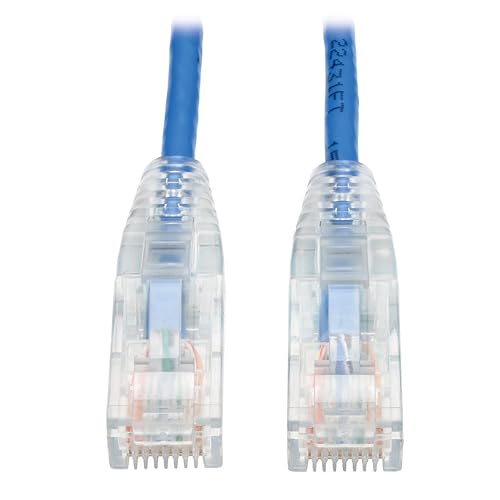 Tripp Lite Cat6 Gigabit Patch Cable, RJ45 M/M, Gigabit, Snagless, UTP, Molded, Slim, Blue, 3 ft. (N201-S03-BL) 3ft