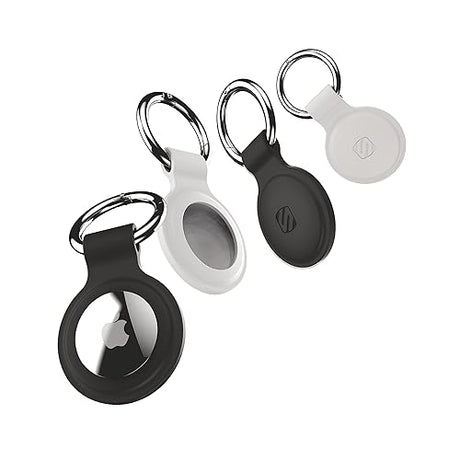 Scosche ATHS1BW-4PKSP FoundIt Silicone Protective Key Ring Holders for AirTag, 2 White & 2 Black Black/White