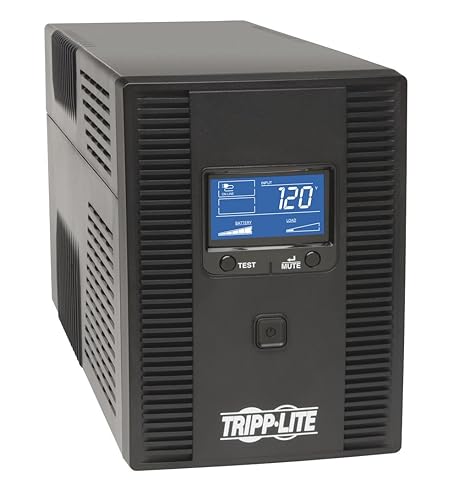 Tripp Lite SMART1300LCDT 1300VA UPS Battery Backup, AVR, LCD Display, 8 Outlets, 120V, 720W, Tel & Coax Protection, USB, 3 Year Warranty & $250,000 Insurance Black 1300VA Tower UPS