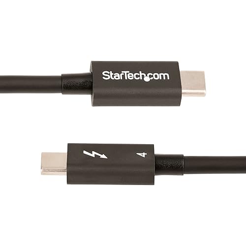 StarTech.com 1.6ft (50cm) Thunderbolt 4 Cable - 40Gbps - 100W PD - 4K/8K Video - Thunderbolt Cable - Compatible w/USB 4/Thunderbolt 3/USB 3.2/USB Type-C/DisplayPort (TBLT4MM50CM)