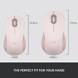 Logitech Signature M550 Wireless Mouse - for Small to Medium Sized Hands, 2-Year Battery, Silent Clicks, Customizable Side Buttons, Bluetooth, Multi-Device Compatibility - Rose