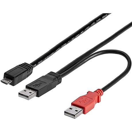 StarTech.com 3 ft. (0.9 m) USB to Micro USB Cable With Power Delivery - Dual USB 2.0 A to Micro-B - Power and Data - Y-Cable - Micro USB Cable (USB2HAUBY3) 3 ft / 1m