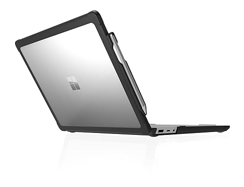 STM Dux Case for Microsoft Surface Laptop 13.5 (6th Edition) – Rugged Slim Protective Shell with Transparent Back, Non-Slip Feet, Open-Hinge Cooling, TPU Clip-On Design – Full Port Access - Black