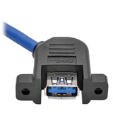 Tripp Lite USB 3.0 Superspeed Panel Mount Type-A Extension Cable M/F 1' (U324-001-APM), Black/Blue