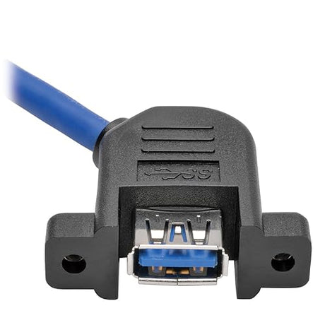 Tripp Lite USB 3.0 Superspeed Panel Mount Type-A Extension Cable M/F 1' (U324-001-APM), Black/Blue