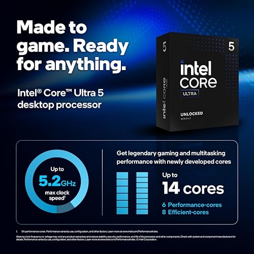 Intel® Core™ Ultra 5 Desktop Processor 245K 14 cores (6 P-cores + 8 E-cores) up to 5.2 GHz