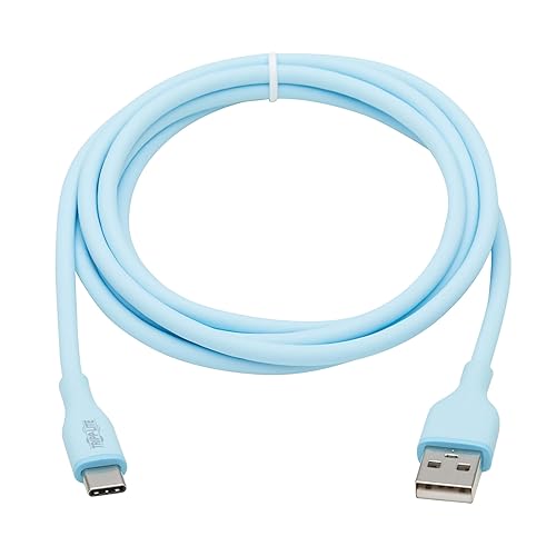 Tripp Lite Safe-IT USB-A to USB-C Charge Cable for iPhone iPad Android & More, Male-to-Male, 60W Charging, Ultra-Flexible, MFi Certified, Light Blue, 6 Feet / 1.8M, 2-Year Warranty (U038AB-006-S-LB)