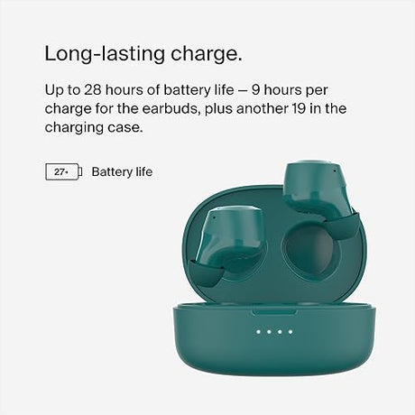 Belkin SoundForm Bolt True Wireless Earbuds, Wireless Charging, IPX4 Sweat and Water-Resistant, USB-C, Up to 28 Hours of Battery Life for Apple iPhone, Samsung Galaxy, Google Pixel, and More - Teal