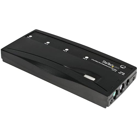 StarTech.com 4 Port Black PS/2 KVM Switch Kit with Cables - 4 Port PS2 KVM Switch - KVM Switch with Cables - VGA KVM Switch (SV411K), 0.9" x 3.4" x 7.3"