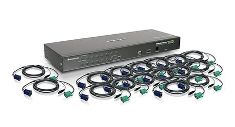 IOGEAR 16-Port USB PS/2 Combo KVM Switch with USB KVM Cables, TAA Compliant, GCS1716KITUTAA