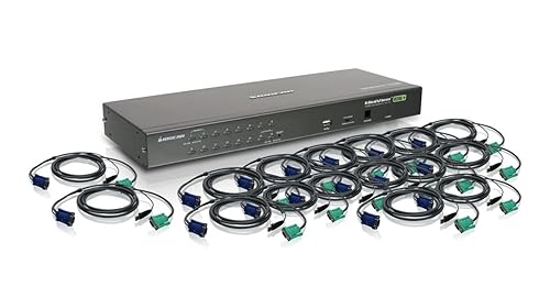 IOGEAR 16-Port USB PS/2 Combo KVM Switch with USB KVM Cables, TAA Compliant, GCS1716KITUTAA