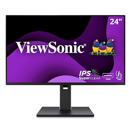 ViewSonic VG2451 24 Inch IPS 1080p Ergonomic Monitor with Full Adjustability, 100Hz, 4-Port USB Hub, HDMI, DisplayPort, and USB C Inputs for Home and Office