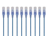 Monoprice SlimRun Cat6A Ethernet Patch Cable - Network Internet Cord - RJ45, Stranded, 550Mhz, UTP, Pure Bare Copper Wire, 10G, 30AWG , 7ft, Blue, 10-Pack Blue 7 Feet (10 Pack) 10 Pack