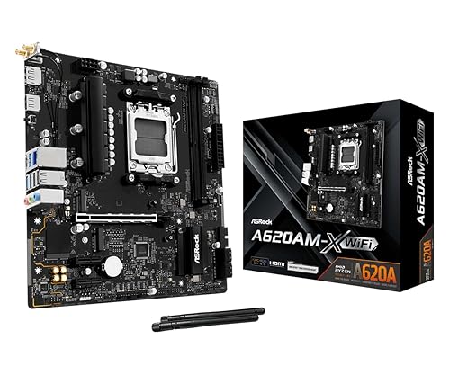 ASRock A620AM-X WiFi Micro-ATX Motherboard | AMD AM5 Socket | Supports Ryzen 9000/8000/7000 | DDR5 8000+ OC | WiFi 5 | 2.5G LAN | BIOS Flashback
