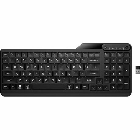 HP 475 Dual-Mode Wireless Keyboard - Wireless Connectivity - Bluetooth - 32.81 ft - 2.40 GHz - USB Type A Interface - Microphone Mute, Emoji, Language Switch Hot Key(s) - Windows 11, Windows 10, Mac O