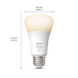 Philips Hue White 9.5W Equivalent 60W A19 Base E26 LED Smart Bulb, Dimmable, Bluetooth & Zigbee Compatible, Voice Activated with Alexa & Google Assistant, 2-Pack (571273)