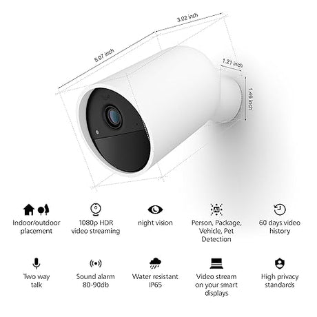 Philips Hue Secure Battery-Powered Smart Home Security Camera, White - 1 Pack - 1080P HD Video - Night Vision - Motion Detection - Two-Way Talk - Indoor/Outdoor - Weatherproof - Works with Hue App