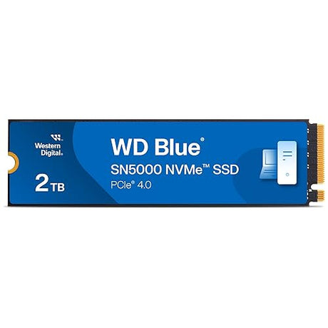 Western Digital 2TB WD Blue SN5000 NVMe Internal Solid State Drive SSD - PCIe Gen 4.0, M.2 2280, Up to 5,150 MB/s - WDS200T4B0E