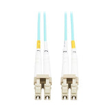 Eaton Tripp Lite Series Fiber Patch Cable, 1 Meter / 3.3 Feet, LC to LC Fiber Optic Cable, 10Gb OM3 Multimode Duplex, 50/125um, Aqua, TAA Compliant, Lifetime Manufacturer's Warranty (N820-01M-TAA)