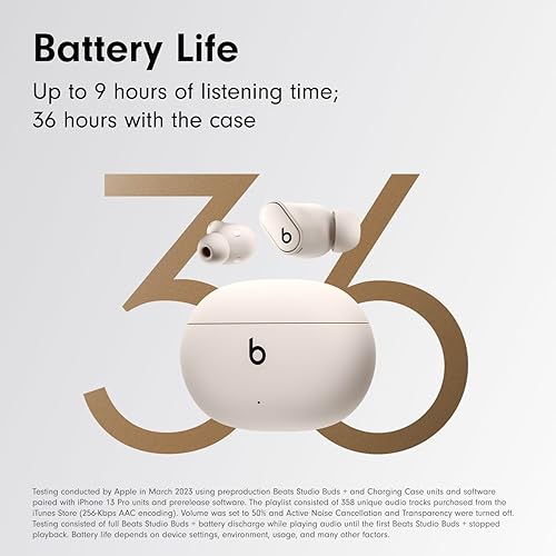 Beats Studio Buds + | True Wireless Noise Cancelling Earbuds, Enhanced Apple & Android Compatibility, Built-in Microphone, Sweat Resistant Bluetooth Headphones, Spatial Audio - Ivory