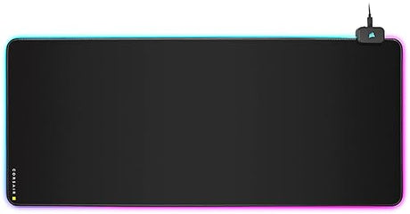 Corsair MM700 RGB Extended Cloth Gaming Mouse Pad (Dynamic 360° Three-Zone RGB Lighting, Expansive 930 mm x 400 mm Surface, Two Port USB Hub, 4 mm-Thick Rubber Construction) Black 15.8L x 36.6W inches