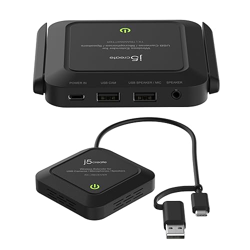 j5create Wireless Extender for USB Webcam/Microphones/Speakers, Works with Windows and Mac, Not for TV and USB Mouse/Keyboard (JVW120)
