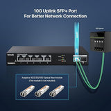 Tenda TEM2007X, 5 Port 2.5G Ethernet Switch, Unmanaged 10Gb Switch with 5 x 2.5G Ports & 2 x 10Gb SFP+ Slots, 50Gbps Switching Capacity, Plug & Play, Desktop/ Wall-Mount, Fanless Metal Design