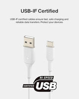 Belkin 6.6ft USB-C Cable, Boost Charge USB-C to USB Cable, USB Type-C Cable, Compatible with Samsung Galaxy S23, S23+, Note20, Pixel 6, Pixel 7, iPad Pro, Nintendo Switch and More - White White PVC