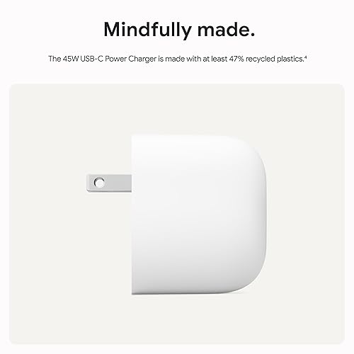 Google 45W USB-C Power Charger - Fast-Charging Pixel Phone Charger - Compatible with Google Products and Other USB-C® Devices - Snow