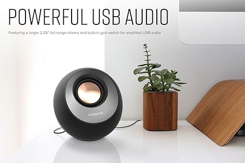 Creative Pebble V3 Minimalistic 2.0 USB-C Desktop Speakers with USB Audio, Clear Dialog Enhancement, Bluetooth 5.0, 8W RMS with 16W Peak Power, USB-A Converter Included (Black) 2.0 Usb-c Speaker With Bluetooth 5.0 (Black)
