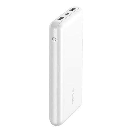 Belkin BoostCharge USB-C Portable Charger 20k Power Bank w/ 1 USB-C Port and 2 USB-A Ports with USB-C to USB-A Cable for iPhone 15, 15 Plus, 15 Pro, 15 Pro Max, Samsung Galaxy S24, & More - White