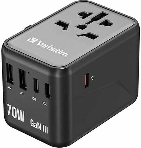 Verbatim UTA-09 Gan III Universal Travel Adapter 70W - USB-C, USB-A