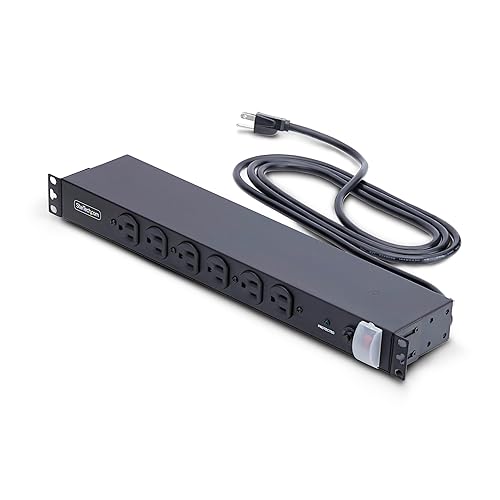 StarTech.com 14-Outlet Rackmount PDU, 1U Server Power Strip, 6X Front and 8X Rear Ports, Mounted Power Distribution Unit