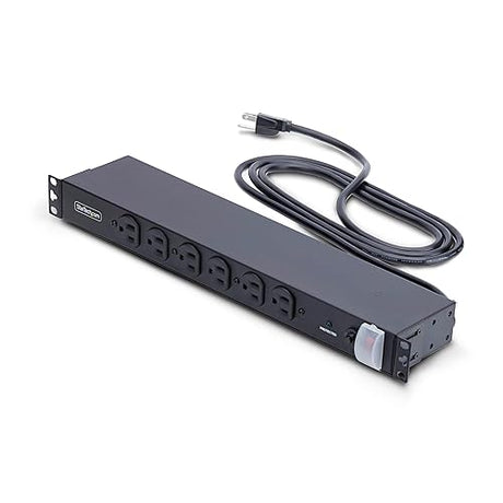 StarTech.com 14-Outlet Rackmount PDU, 1U Server Power Strip, 6X Front and 8X Rear Ports, Mounted Power Distribution Unit