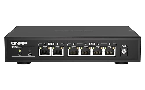 QNAP QSW-2104-2T-A-US 6-Port 10GbE & 2.5GbE Plug & Play unmanaged Network Switch For Desktop 2*10GbE RJ45 QSW-2104-2T (NEW)